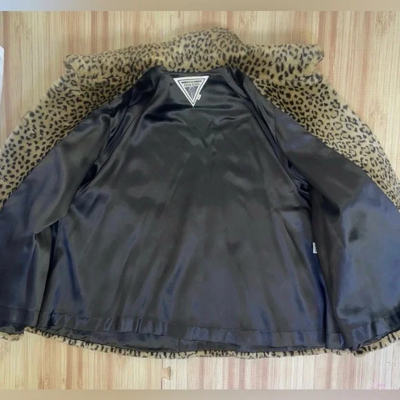 VINTAGE 90’s J. Percy for Marvin Richards Plush Leopard Faux Fur Swing Coat • L - Picture 11 of 12